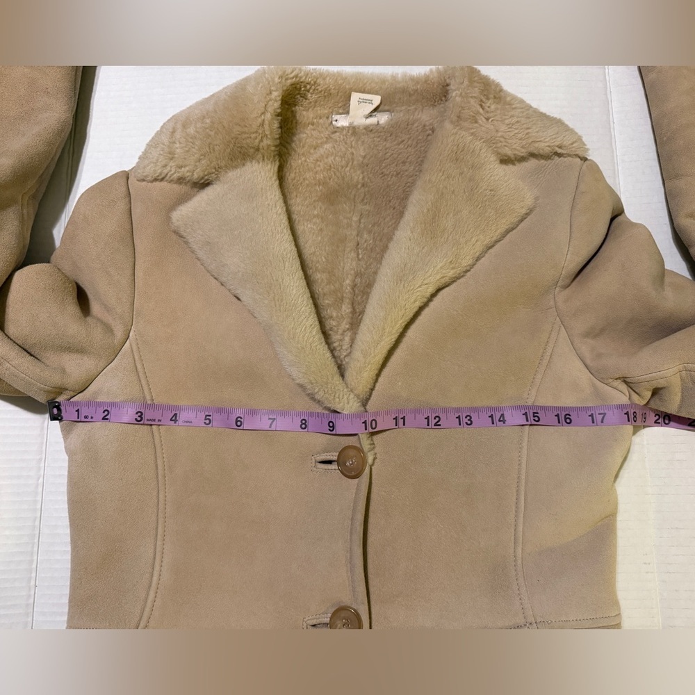 J.Crew Shearling 100% Leather Tan Penny Lane Style Wool Lined Coat Runs small ! - Picture 8 of 12